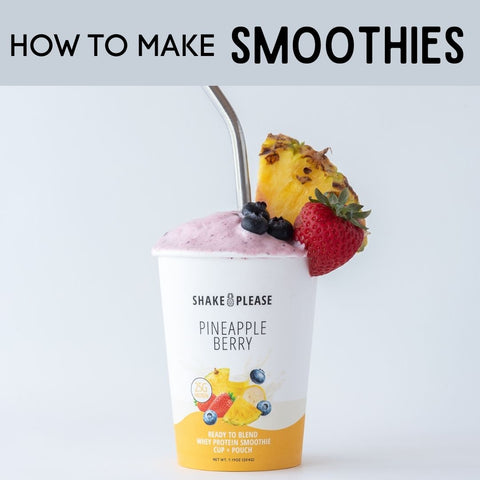 Shake Please ready to blend protein smoothie prepared with garnish